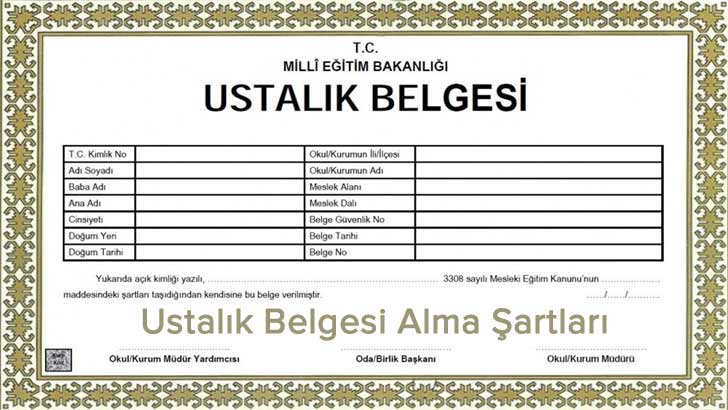 Ustalık Belgesi Alma Şartları Başvuruları
