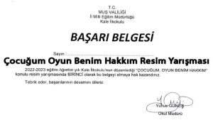 Çocuğum Oyun Benim Hakkım Resim Yarışması