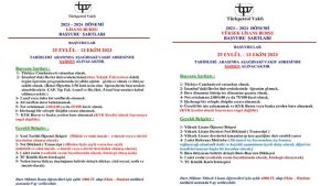 TP Vakfı Lisans 3 Bin TL Yüksek Lisans 4 Bin TL Burs