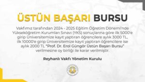 Selçuk Üniversitesi Reyhanlı Vakfı Bursu Başvurusu