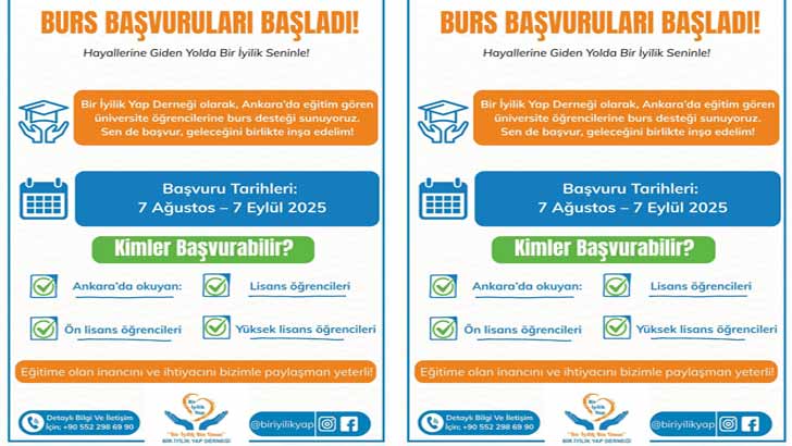 Bir İyilik Yap Derneği Eğitim Bursu Başvurusu Başladı