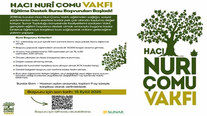 Hacı Nuri Çomu Vakfı Eğitime Destek Bursu Başvurusu