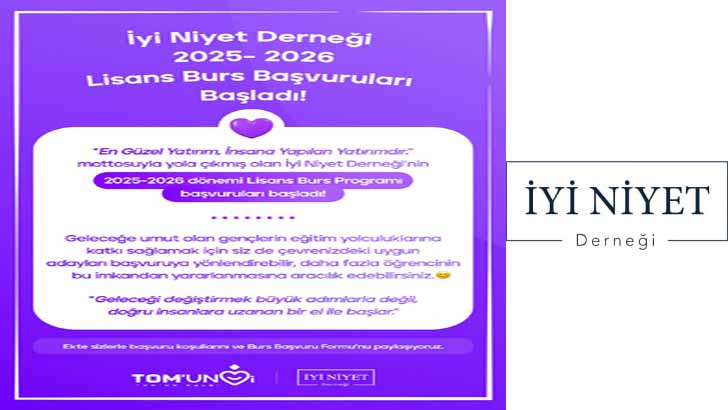 İYİNİYETDER Burs Başvuruları Başladı
