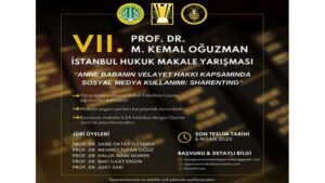 Kemal Oğuzman İstanbul Hukuk Makale Yarışması